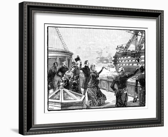 The Queen Waving Farewell to the 'Duke of Wellington' Flagship, C1850s-null-Framed Giclee Print