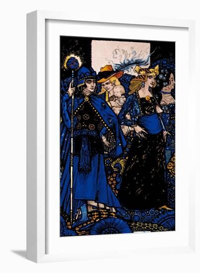 "The Queens of Sheba, Meath and Connaught" Illustration by Harry Clarke from 'Queens' by J.M. Synge-Harry Clarke-Framed Giclee Print