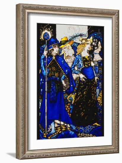 The Queens of Sheba, Meath and Connaught'. 'Queens', Nine Glass Panels Acided, Stained and…-Harry Clarke-Framed Giclee Print