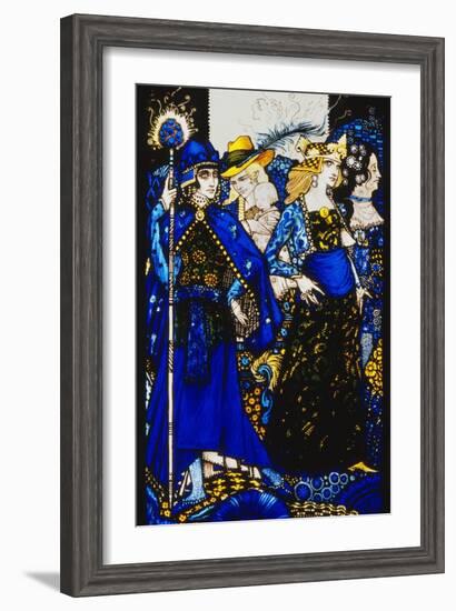 The Queens of Sheba, Meath and Connaught'. 'Queens', Nine Glass Panels Acided, Stained and…-Harry Clarke-Framed Giclee Print