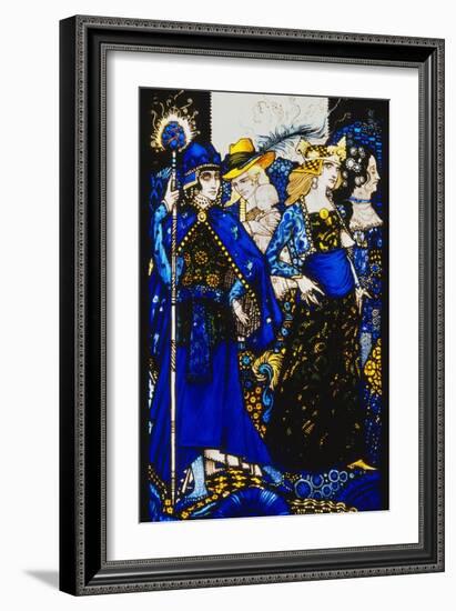 The Queens of Sheba, Meath and Connaught'. 'Queens', Nine Glass Panels Acided, Stained and…-Harry Clarke-Framed Giclee Print