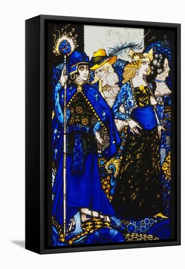 The Queens of Sheba, Meath and Connaught'. 'Queens', Nine Glass Panels Acided, Stained and…-Harry Clarke-Framed Premier Image Canvas