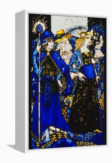 The Queens of Sheba, Meath and Connaught'. 'Queens', Nine Glass Panels Acided, Stained and…-Harry Clarke-Framed Premier Image Canvas