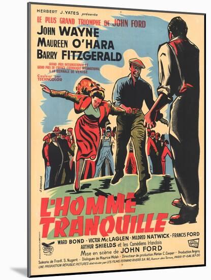The Quiet Man, French Movie Poster, 1952-null-Mounted Art Print