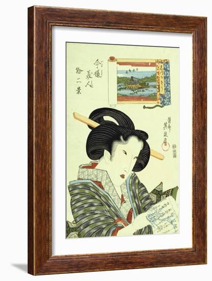 The Quiet Type, from the Series 'Twelve Modern-Day Beauties'-Okada Beisanjin-Framed Giclee Print