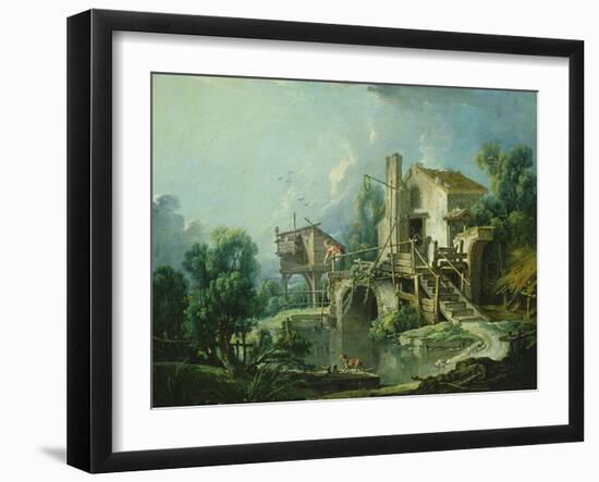 The Quiquengrogne Windmill at Charenton, or the Charenton Windmill, C.1750-60 (Oil on Canvas)-Francois Boucher-Framed Giclee Print