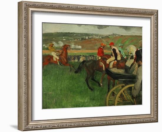 The Race Course: Amateur Jockeys Near a Carriage, 1876-1887-Edgar Degas-Framed Giclee Print