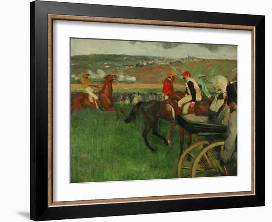 The Race Course: Amateur Jockeys Near a Carriage, 1876-1887-Edgar Degas-Framed Giclee Print