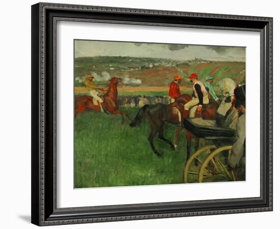 The Race Course: Amateur Jockeys Near a Carriage, 1876-1887-Edgar Degas-Framed Giclee Print