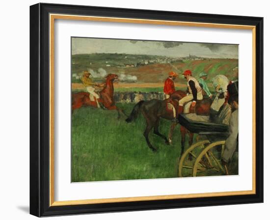 The Race Course: Amateur Jockeys Near a Carriage, 1876-1887-Edgar Degas-Framed Giclee Print