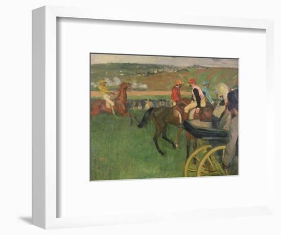 The Race Course, Amateur Jockeys Near a Carriage, circa 1876-87-Edgar Degas-Framed Premium Giclee Print