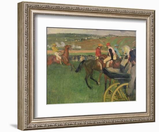 The Race Course, Amateur Jockeys Near a Carriage, circa 1876-87-Edgar Degas-Framed Premium Giclee Print