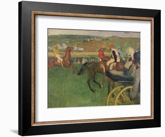 The Race Course, Amateur Jockeys Near a Carriage, circa 1876-87-Edgar Degas-Framed Premium Giclee Print