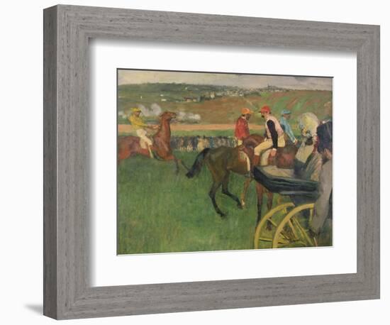 The Race Course, Amateur Jockeys Near a Carriage, circa 1876-87-Edgar Degas-Framed Giclee Print