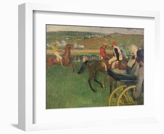 The Race Course, Amateur Jockeys Near a Carriage, circa 1876-87-Edgar Degas-Framed Giclee Print