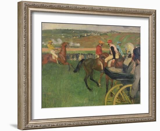 The Race Course, Amateur Jockeys Near a Carriage, circa 1876-87-Edgar Degas-Framed Giclee Print