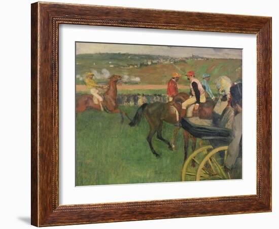 The Race Course, Amateur Jockeys Near a Carriage, circa 1876-87-Edgar Degas-Framed Giclee Print