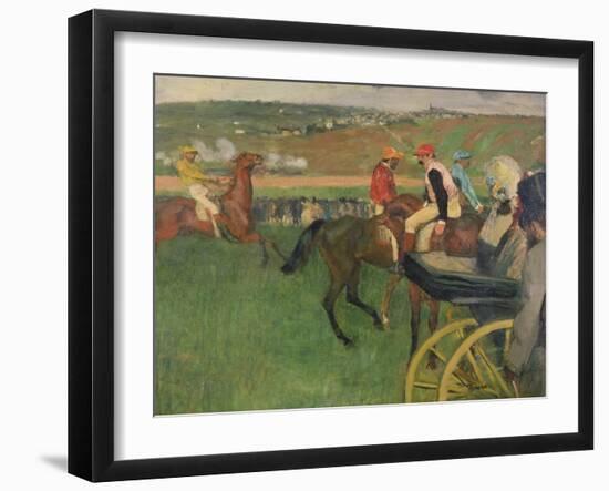 The Race Course, Amateur Jockeys Near a Carriage, circa 1876-87-Edgar Degas-Framed Giclee Print