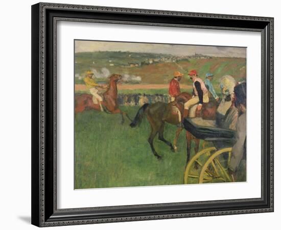 The Race Course, Amateur Jockeys Near a Carriage, circa 1876-87-Edgar Degas-Framed Giclee Print