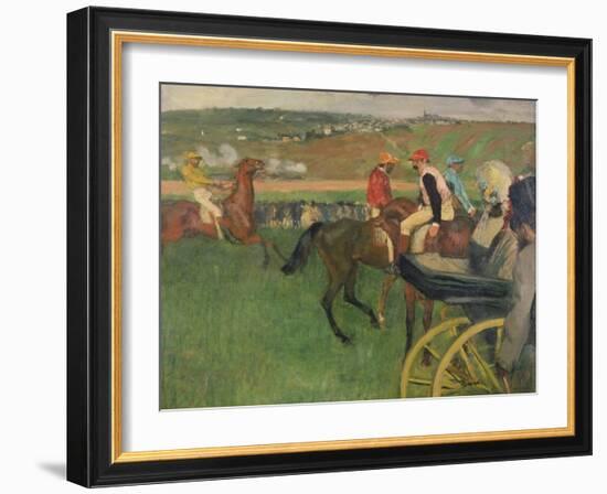 The Race Course, Amateur Jockeys Near a Carriage, circa 1876-87-Edgar Degas-Framed Giclee Print