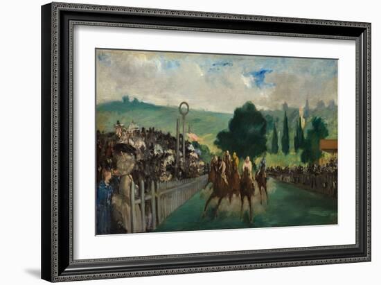 The Races at Longchamp, 1866, by Edouard Manet, 1832-1883.-Edouard Manet-Framed Art Print