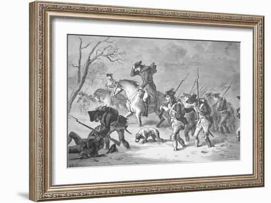 The Ragged and Defeated Continental Army Marching to Encampment at Valley Forge, Winter of 1777-78-null-Framed Giclee Print