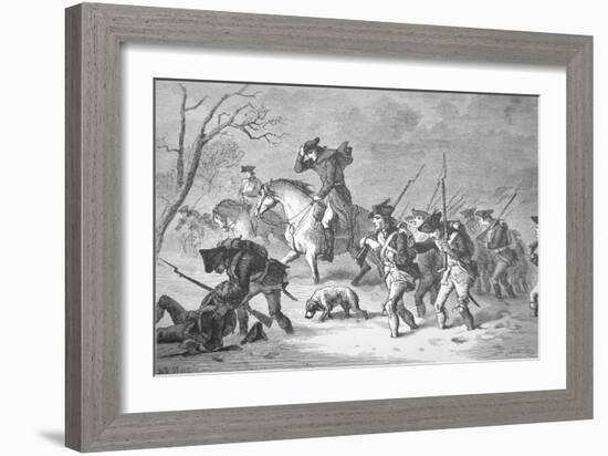 The Ragged and Defeated Continental Army Marching to Encampment at Valley Forge, Winter of 1777-78-null-Framed Giclee Print