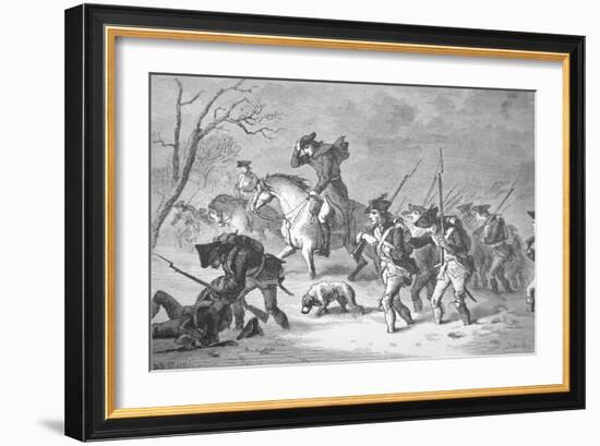 The Ragged and Defeated Continental Army Marching to Encampment at Valley Forge, Winter of 1777-78-null-Framed Giclee Print