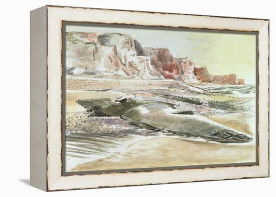 The Raider on the Shore, 1940 (W/C with Black Crayon and Brown Pastel on Paper)-Paul Nash-Framed Premier Image Canvas