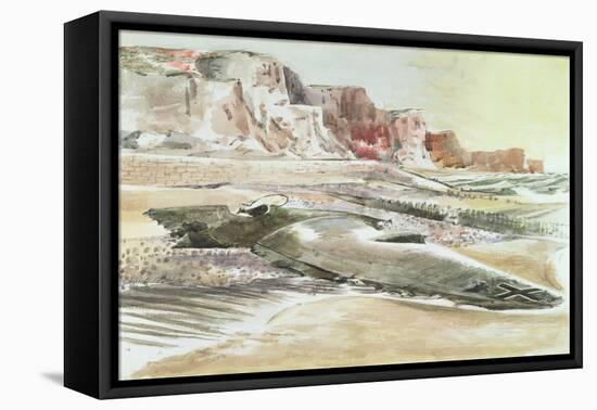 The Raider on the Shore, 1940 (W/C with Black Crayon and Brown Pastel on Paper)-Paul Nash-Framed Premier Image Canvas