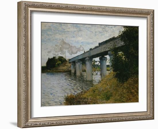 The Railroad Bridge at Argenteuil-Claude Monet-Framed Giclee Print