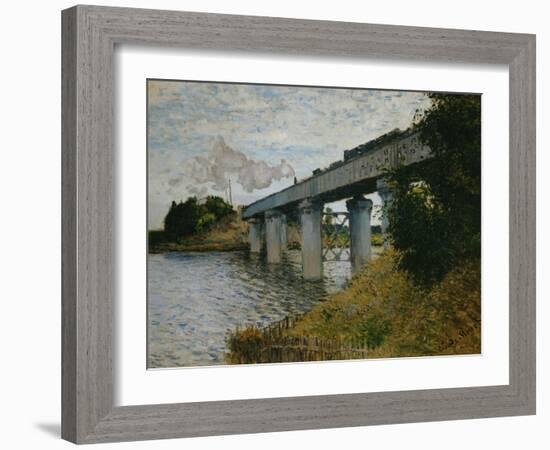 The Railroad Bridge at Argenteuil-Claude Monet-Framed Giclee Print