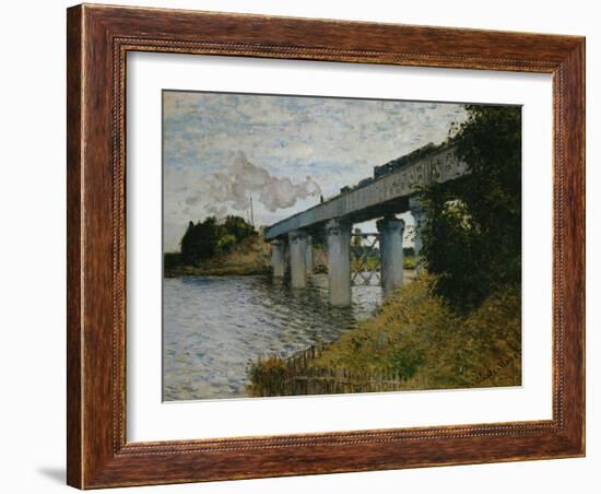 The Railroad Bridge at Argenteuil-Claude Monet-Framed Giclee Print