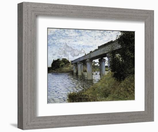 The Railway Bridge at Argenteuil-Claude Monet-Framed Art Print