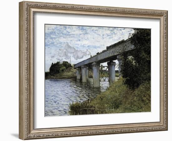 The Railway Bridge at Argenteuil-Claude Monet-Framed Art Print