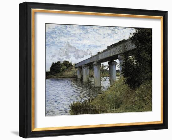 The Railway Bridge at Argenteuil-Claude Monet-Framed Art Print