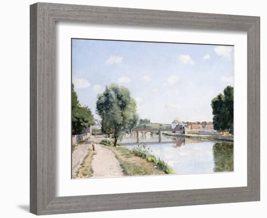 The Railway Bridge, Pontoise, C.1873-Camille Pissarro-Framed Giclee Print