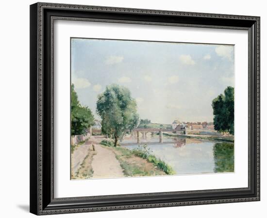 The Railway Bridge, Pontoise-Camille Pissarro-Framed Giclee Print