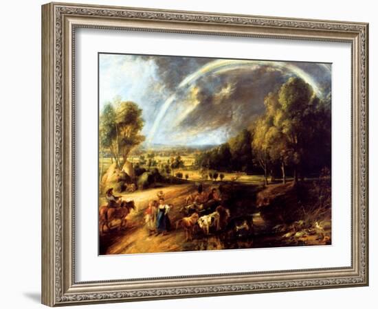 The Rainbow Landscape, C.1636 (Oil on Canvas)-Peter Paul Rubens-Framed Giclee Print