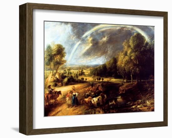 The Rainbow Landscape, C.1636 (Oil on Canvas)-Peter Paul Rubens-Framed Giclee Print