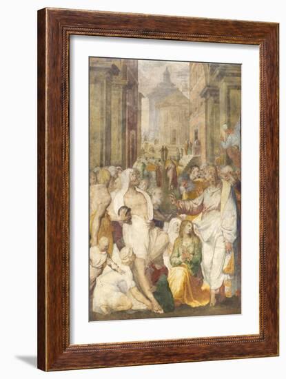 The Raising of Lazarus, 1538-40-Perino Del Vaga-Framed Giclee Print