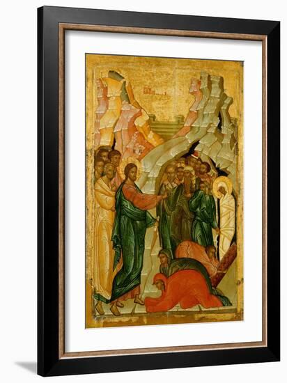 The Raising of Lazarus, Russian Icon, Novgorod School, 15th Century-null-Framed Giclee Print