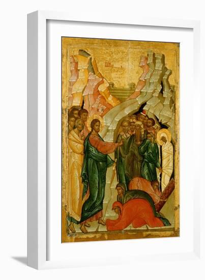 The Raising of Lazarus, Russian Icon, Novgorod School, 15th Century-null-Framed Giclee Print