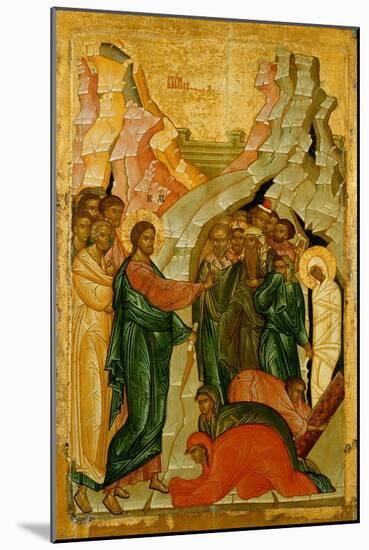 The Raising of Lazarus, Russian Icon, Novgorod School, 15th Century-null-Mounted Giclee Print