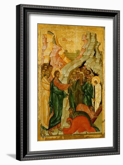 The Raising of Lazarus, Russian Icon, Novgorod School, 15th Century-null-Framed Giclee Print