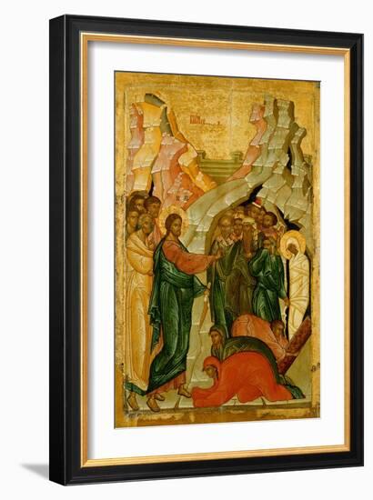 The Raising of Lazarus, Russian Icon, Novgorod School, 15th Century-null-Framed Giclee Print