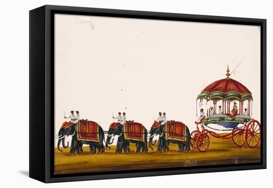 The Raja of Malayam in His Carriage Being Pulled by Three Pairs of Elephants, from Thanjavur, India-null-Framed Premier Image Canvas