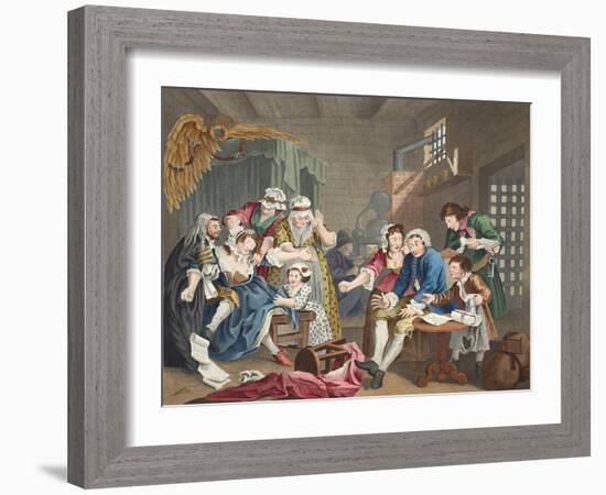 The Rake in Prison, Plate Vii, from 'A Rake's Progress', Illustration from 'Hogarth Restored: the…-William Hogarth-Framed Giclee Print