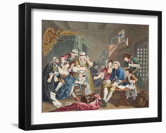 The Rake in Prison, Plate Vii, from 'A Rake's Progress', Illustration from 'Hogarth Restored: the…-William Hogarth-Framed Giclee Print