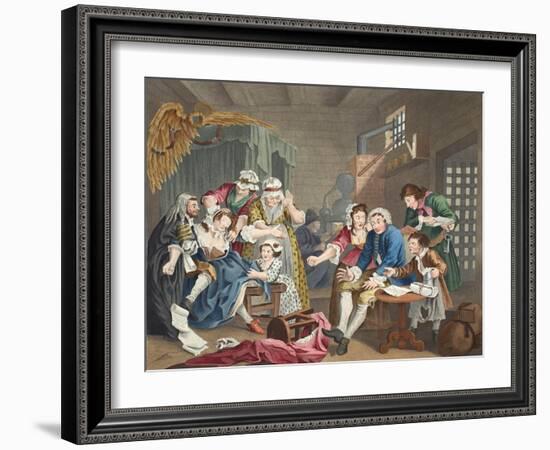 The Rake in Prison, Plate Vii, from 'A Rake's Progress', Illustration from 'Hogarth Restored: the…-William Hogarth-Framed Giclee Print